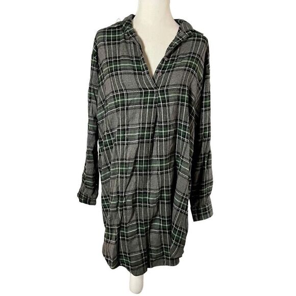 Mes Demoiselles Women's Tartan Pattern 3-Button Front Midi Dress Green Gray 18W - Picture 1 of 4